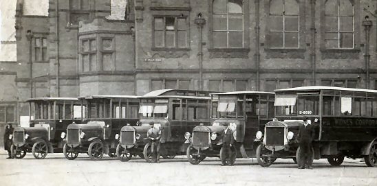 1925 Tilling Stevens fleet at Widnes Town Hall c1925
