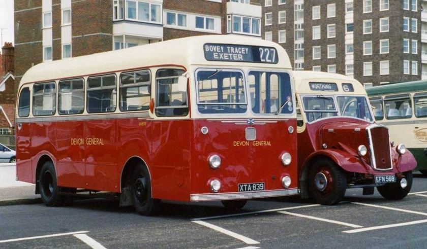 1958 Albion Nimbus NS3AN with Willowbrook B31F bodywork, whilst preserved East Kent EFN568 is a 1950 Dennis Falcon P3 with Dennis B29F bodywork