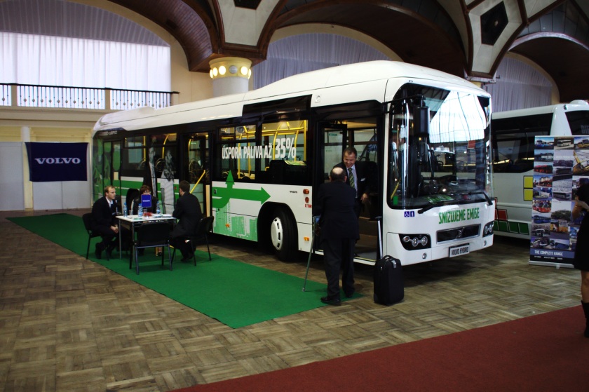 2011 Hybrid Volvo 7700H bus at the Czech Bus Fair Praag