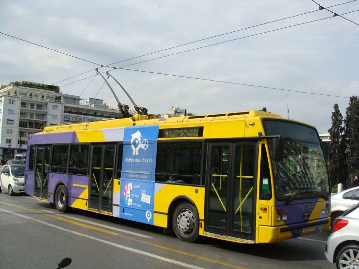 Van Hool trolley bus seen in service in Athens, Greece
