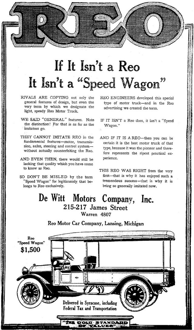 1919 REO Motor Car Company Advertisement - The Syracuse Herald, June 8, 1919
