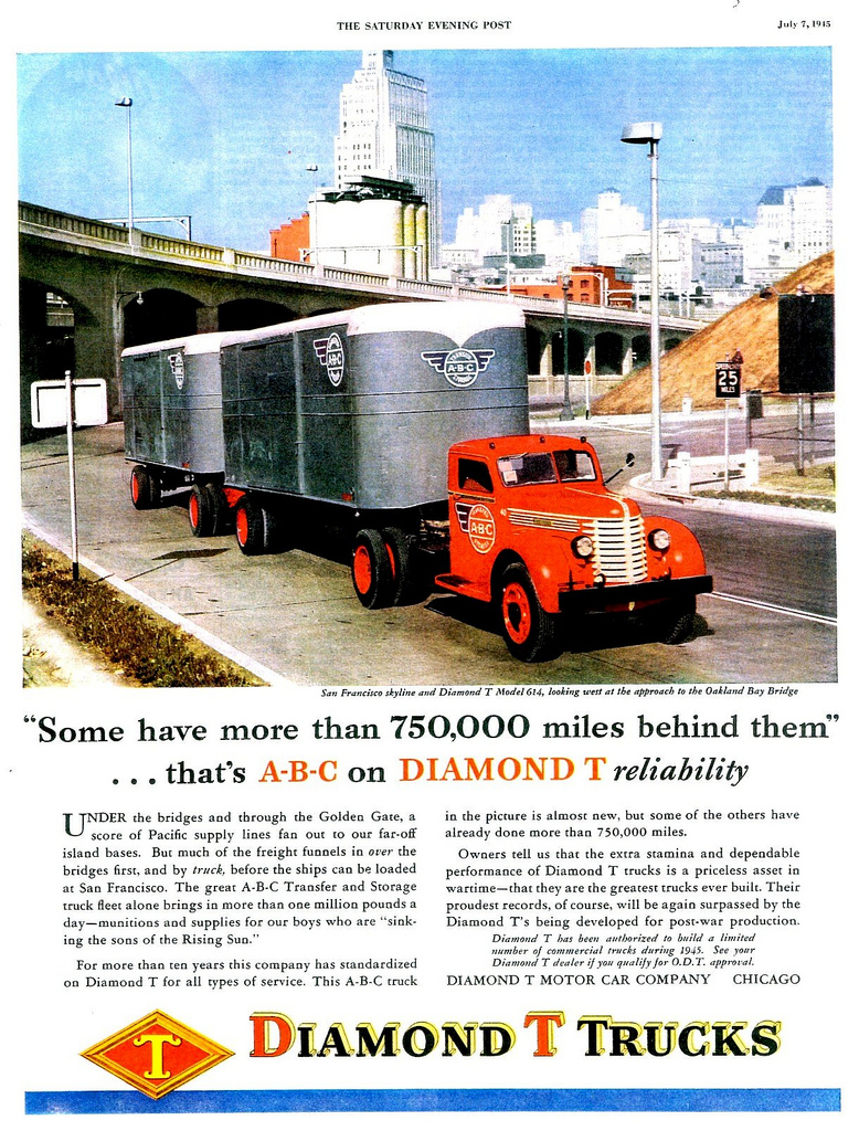 1945 Diamond T Truck Model 614 at Oakland Bay Bridge CA