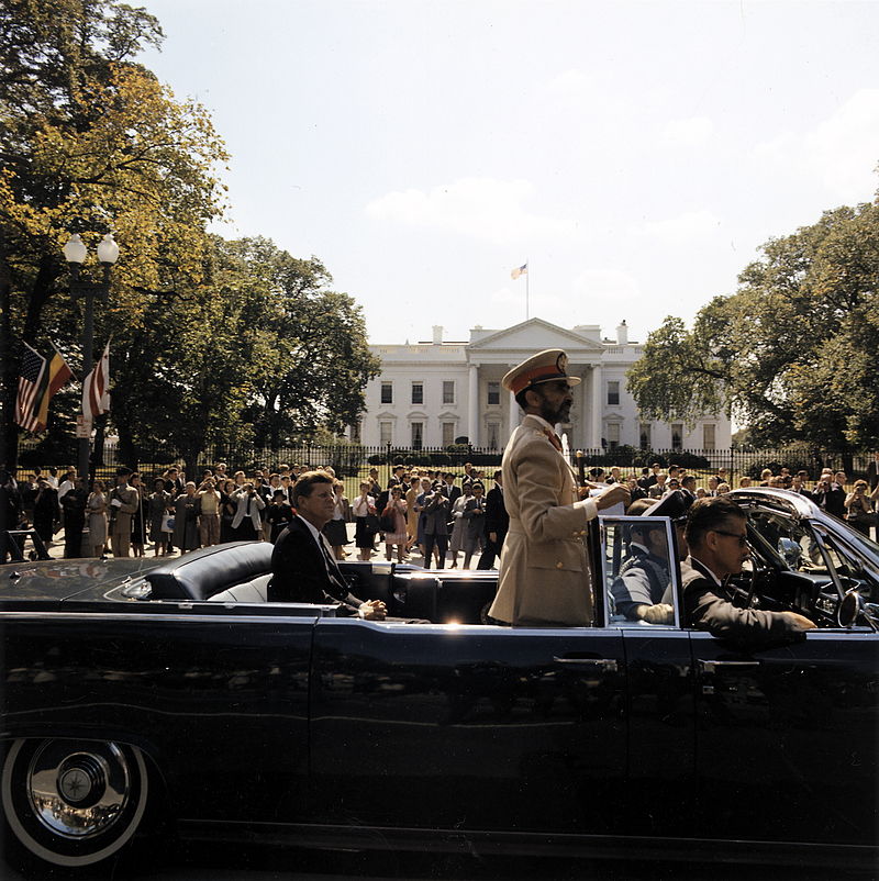 1961+63 Selassie and Kennedy in open Lincoln's