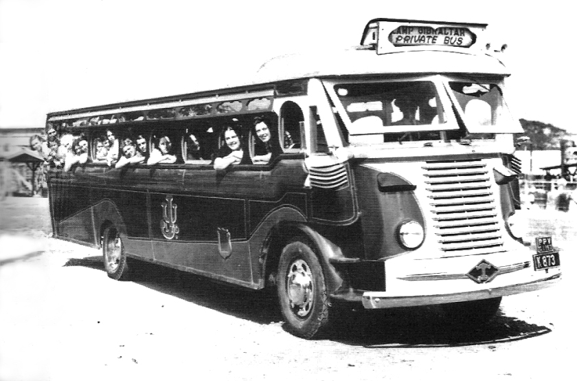 Diamond T Bus Gibraltar Evacuee Camp, Jamaica Bound for the City