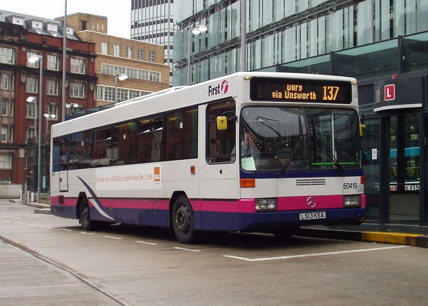 Wright Cityranger bodied Mercedes-Benz O405 at Shudehill Interchange in July 2007
