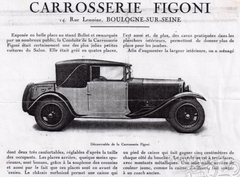 1927 Ballot Cabriolet Figoni ad