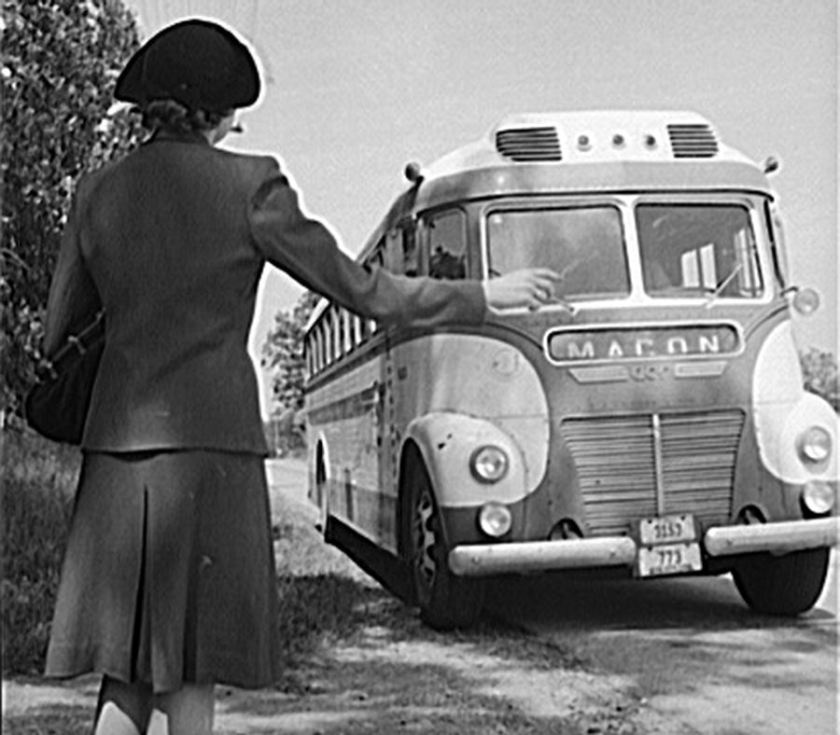 1941 ACF Greyhound to Macon hailed by woman unknown photomaker