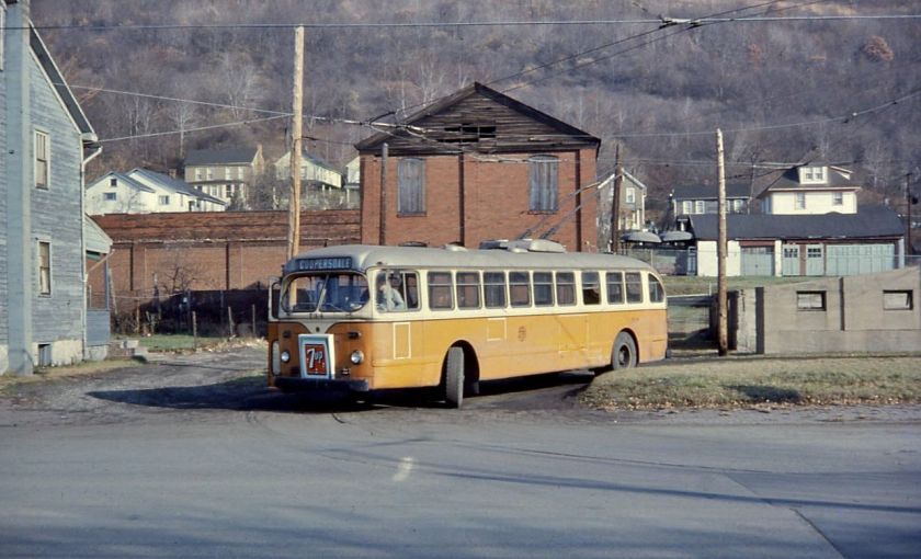 1952 Johnstown_ACF-Brill_trolleybus_734_at_Coopersdale_terminus,_1967