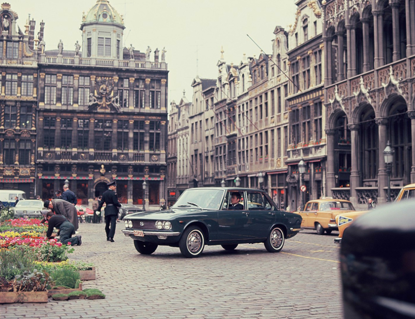 1968 A Mazda Luce in La Grand-Place of Brussels, Belgium (circa 1968).