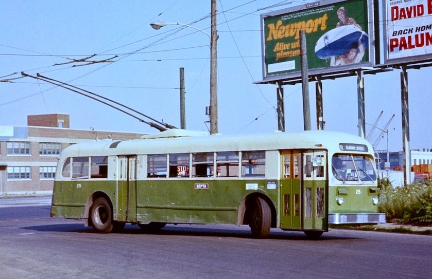 1978 Philadelphia ACF-Brill trolleybus 215 on route 79
