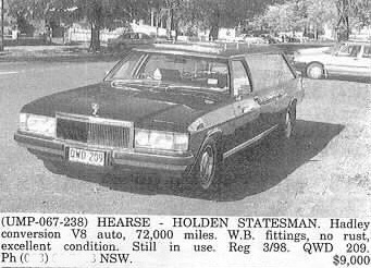Holden Statesman WB hearse