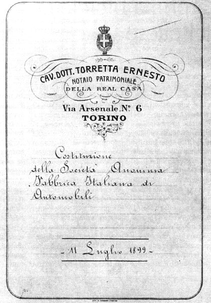 1899 Atto Costitutivo Fiat