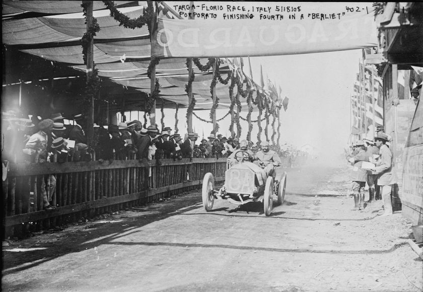 1908 A racing-model Berliet driven by Jean Porporato in the 1908 Targa Florio race