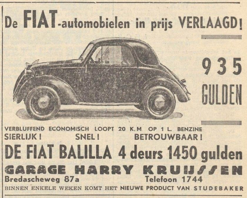 1939 Fiat 508 Balilla, advertisement, Netherlands