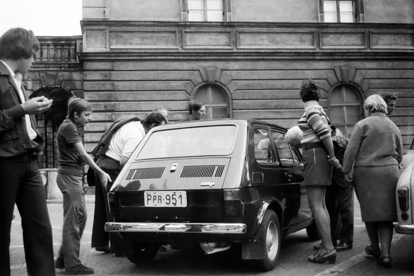 1973 Poland Fiat - curiosity about passers-by