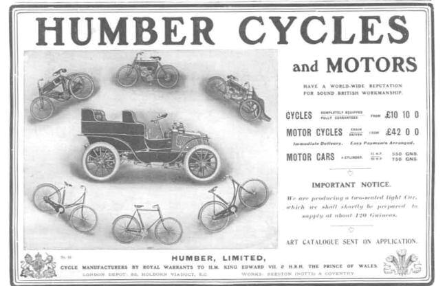 1903 Humber advertentie