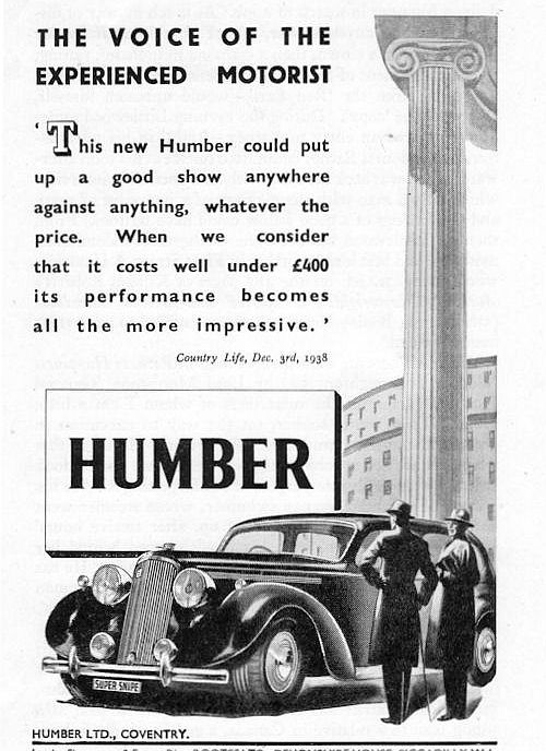 1939 humber super snipe ad