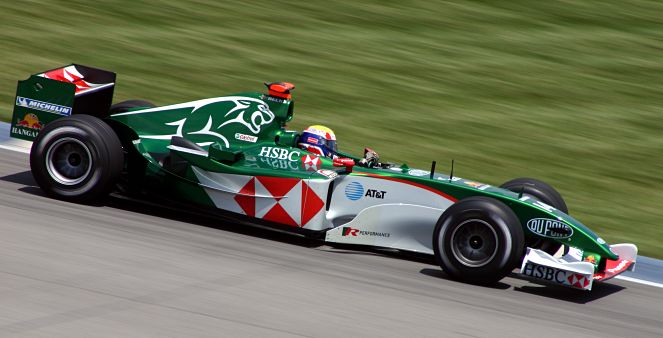 2004 Jaguar R5 being driven by Mark Webber in 2004—the team's last season in F1