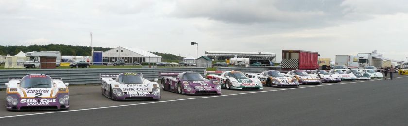A grouping of various XJRs, from left to right An XJR-9, three XJR-12s, another XJR-9, two XJR-11s, an XJR-10, an XJR-6, and an XJR-5.