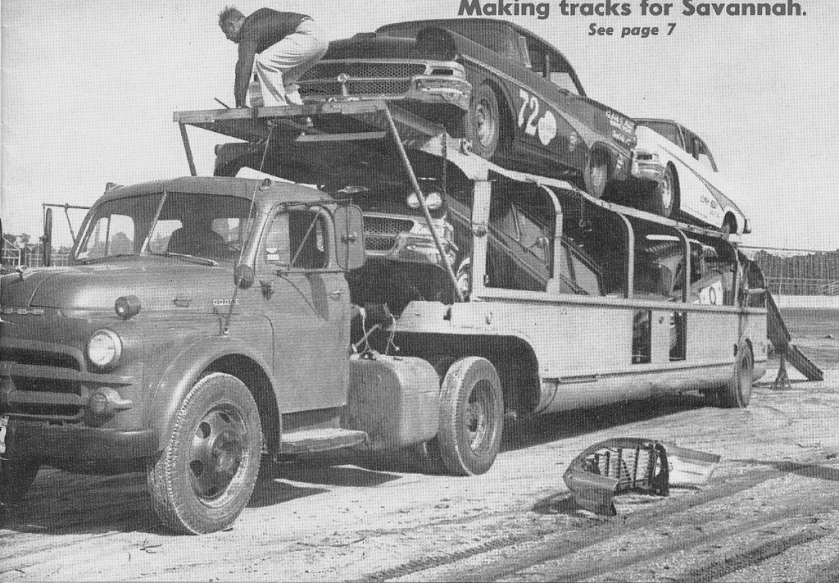 1959 Dodge NASCAR Fords on Transporter