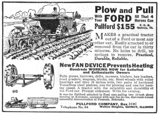 1918 Pullford auto-to-tractor conversion advertisement