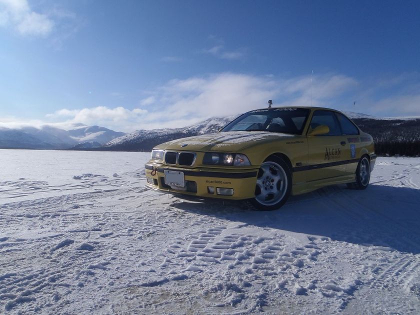 BMW E36 M3 in the Yukon, Canada, while on the Alcan Winter Rally