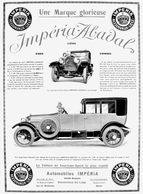 Impéria-Abadal 1922 (4 cylindres, 3,6 litres).