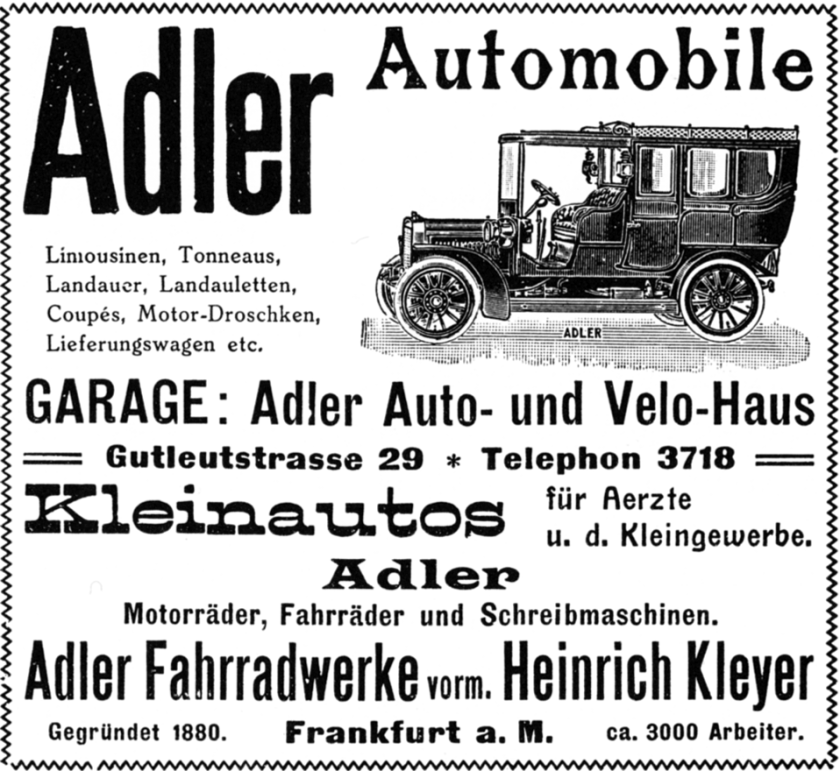 1907 Werbung Adlerwerke Frankfurt
