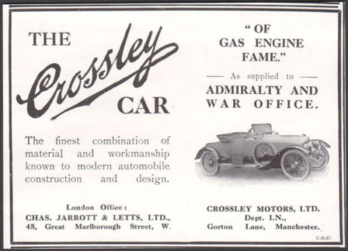 1914 Ad Crossley Motors Car Auto Of Gas Engine Fame