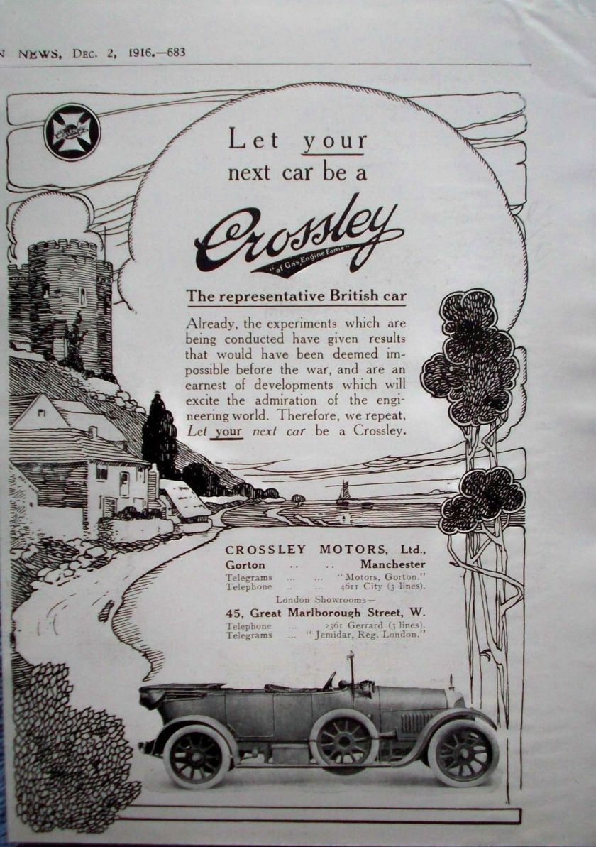 1916 Crossley Motors Automobile Let Your Next Car Be a Crossley ad