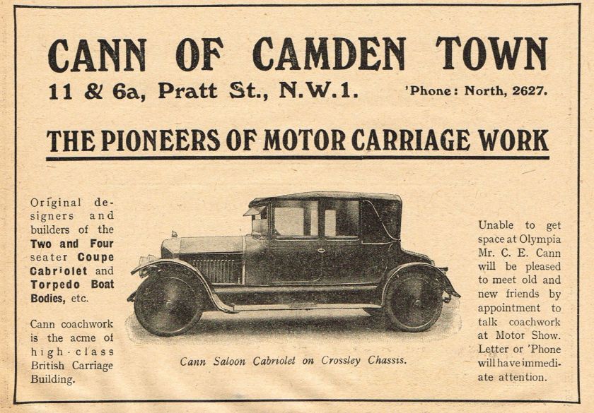 1919 Old Vintage Cann Coachwork Crossley Saloon Cabriolet Car Photo Print AD