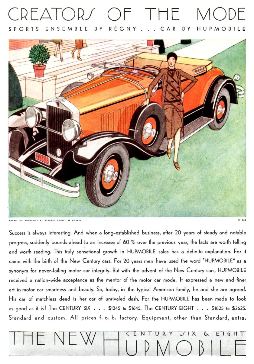 1929 Hupmobile-New-Century-Six-and-Eight-Ad-Art-by-Bernard-Boutet-de-Monvel-1929-02