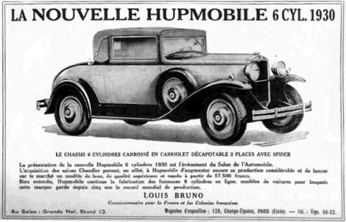 1930 hupmobile 6cyl coupe ad