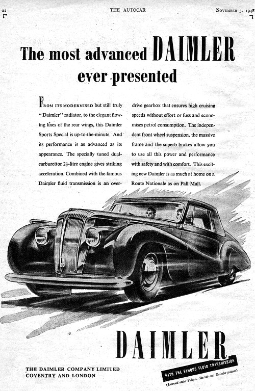 1948 Daimler 2,5litre november ad