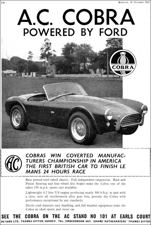 1964 AC cobra 289 competition