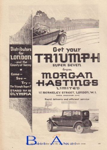 1928 TRIUMPH Super Seven car advert a