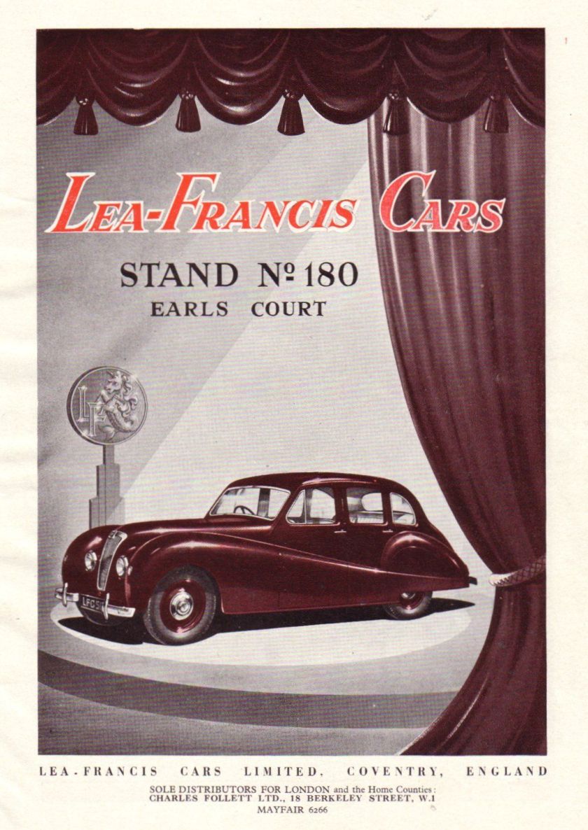 1950 original colour LEA-FRANCIS car advert