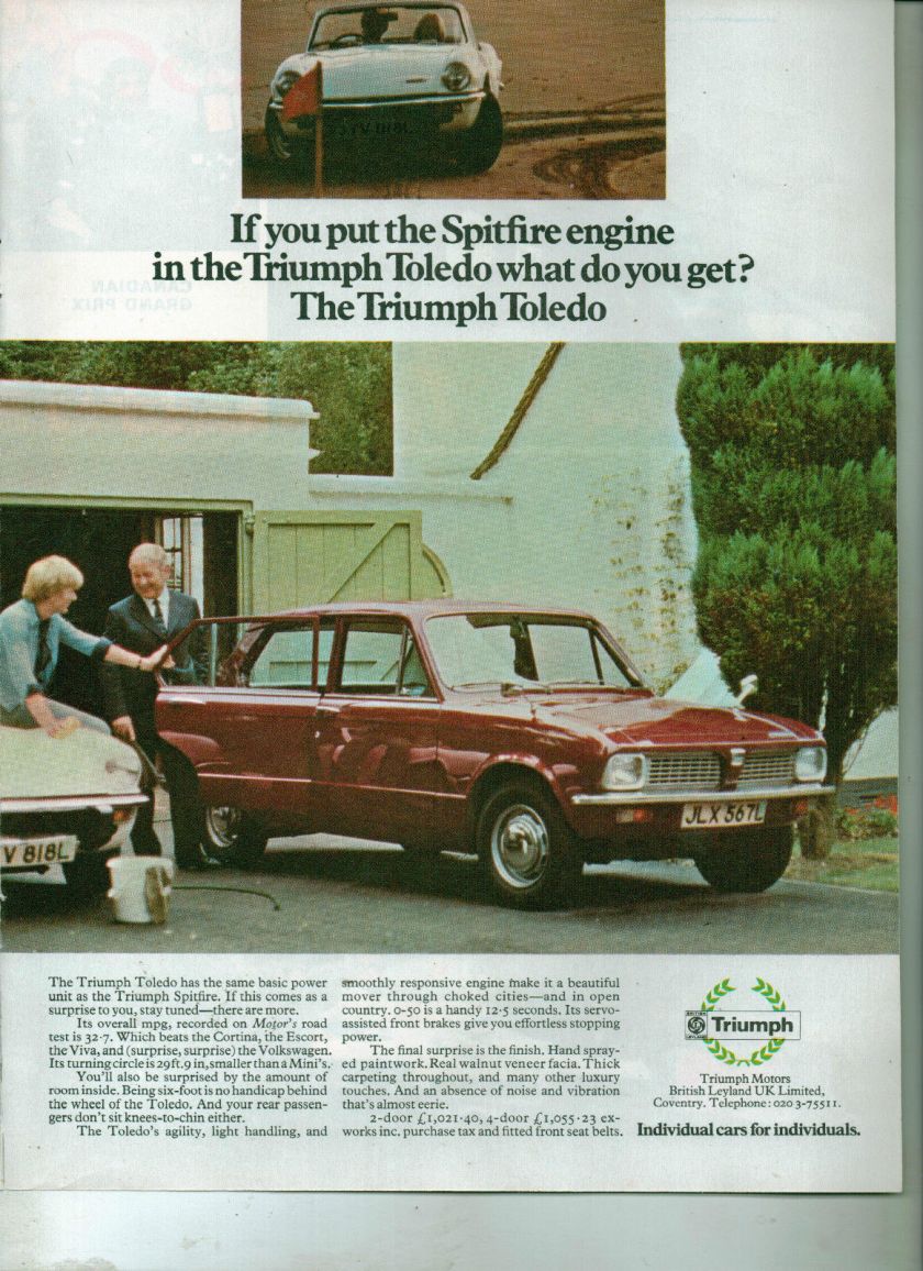 TRIUMPH TOLEDO CAR advert original