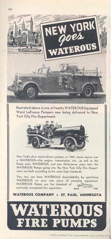 1909 &amp; 1946 Ward LaFrance Waterous Fire Truck Ad