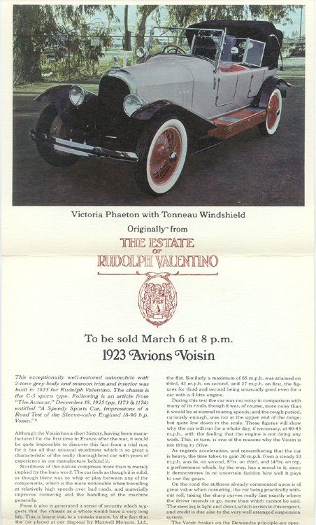 1923 Avion Voisin C5 car Rudolf Valentino