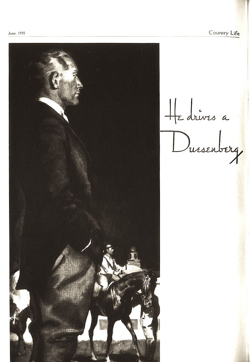1935 Duesenberg J advertisement published in the magazine Country Life