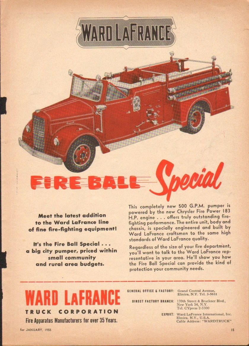 1950s WARD LAFRANCE FIREBALL SPECIAL FIRE TRUCK