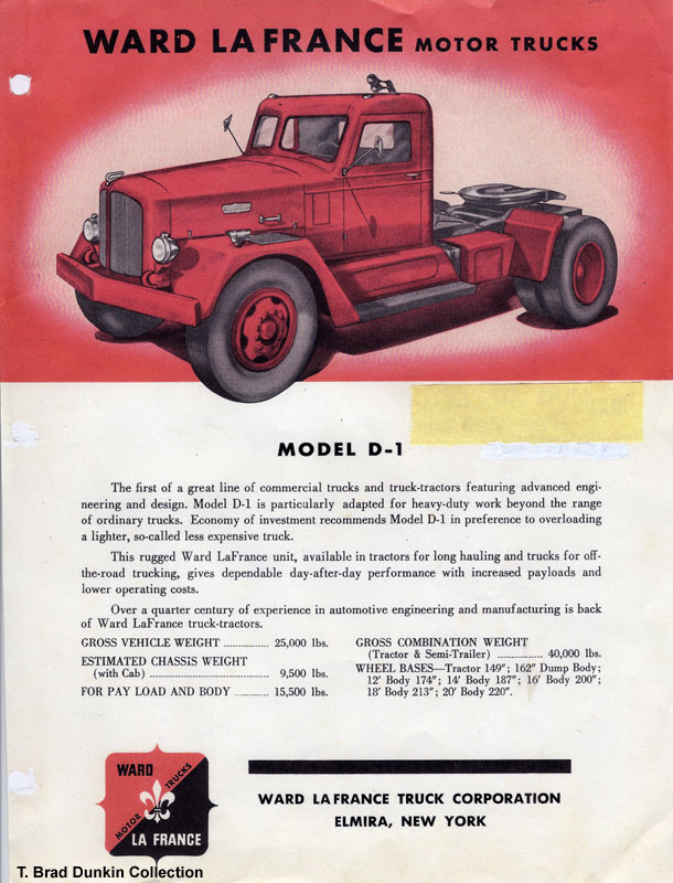 1951 Ward LaFrance Model D-1 brochure