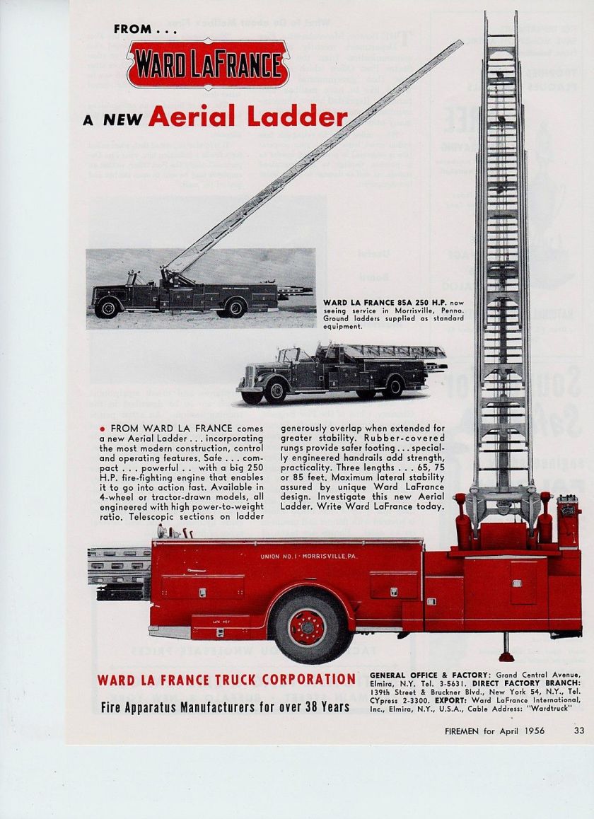 1956 WARD LaFRANCE AERIAL TRUCK 1956 AD