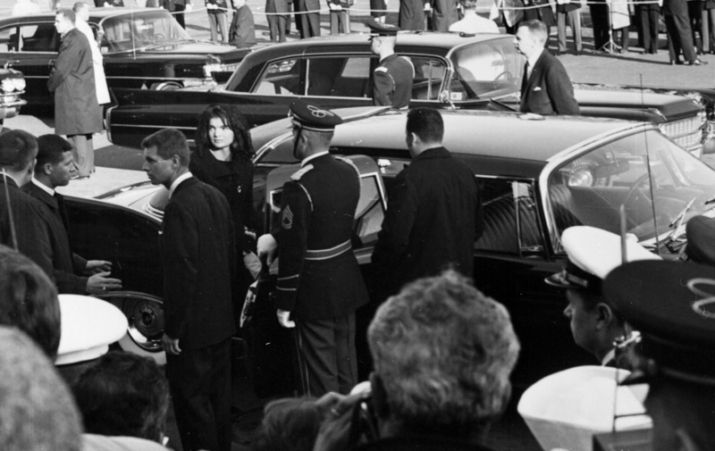 1960 JFK funeral - Jacqueline &amp; Robert Kennedy entering limousine