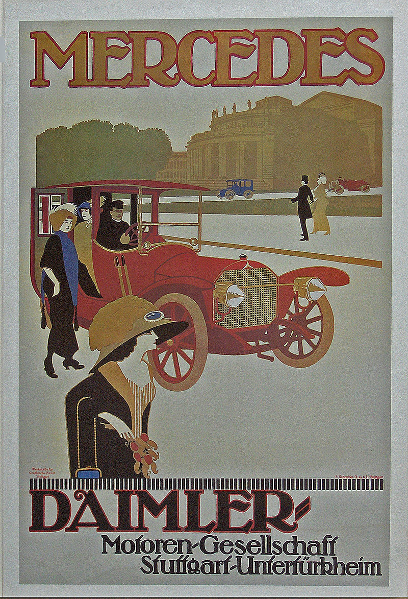 1908 Daimler Motoren Gesellschaft poster for a Mercedes Double Phaeton