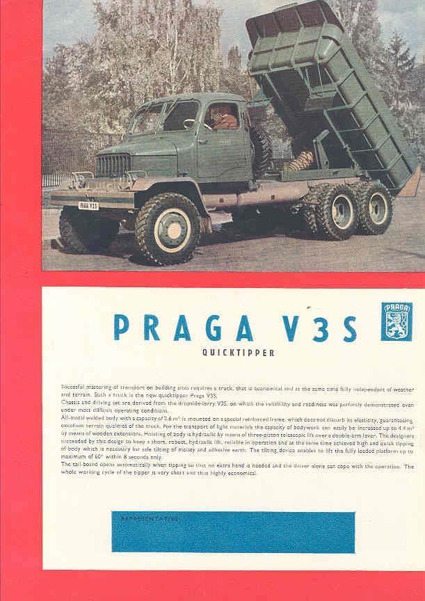 1956 Praga V3S Dump Truck Brochure Czechoslovakia wj6885
