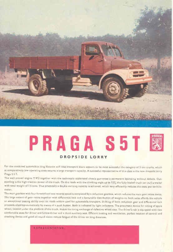 1958 Praga S5T Truck Brochure Czechoslovakia wd9242