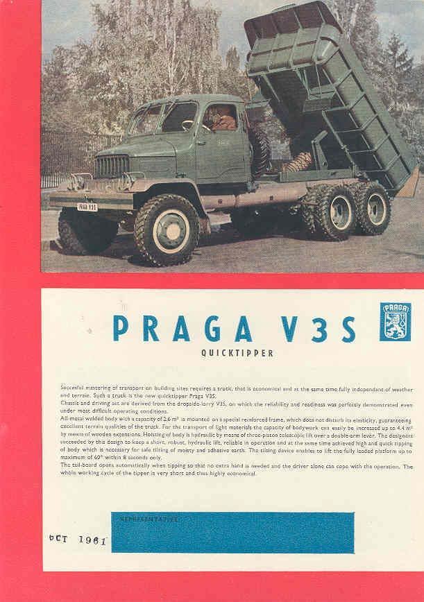 1959 Praga V3S Dump Truck Brochure Czechoslovakia wk5795