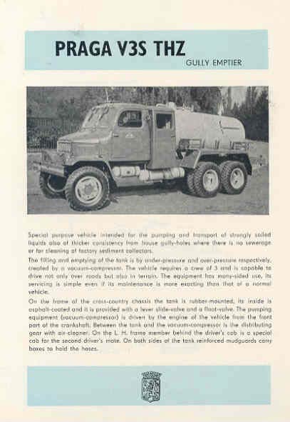 1961 Praga V3STHZ Gully Emptier Truck Brochure wf9912
